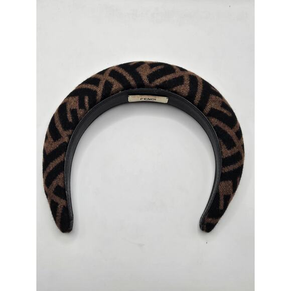 Fendi Brown FF Zucca Logo Pattern Print Headband - Picture 7 of 9
